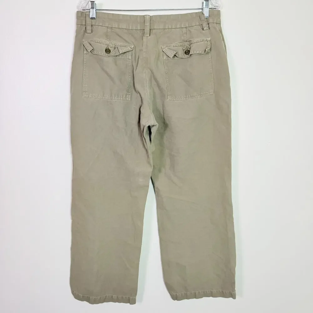 Banana Republic Linen Cotton Straight Leg Khaki Chino Pants Men's 34x30 Safari